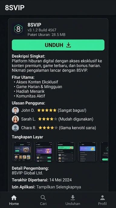 Tampilan halaman APK 8svip