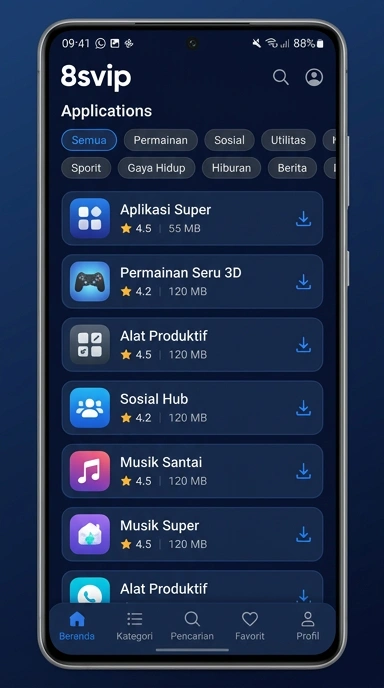 Tampilan katalog aplikasi 8svip